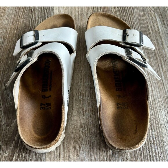 Birkenstock Arizona Birko-Flor White Slip On Sandal Size 37 Womens  US Size 6 - Picture 3 of 7